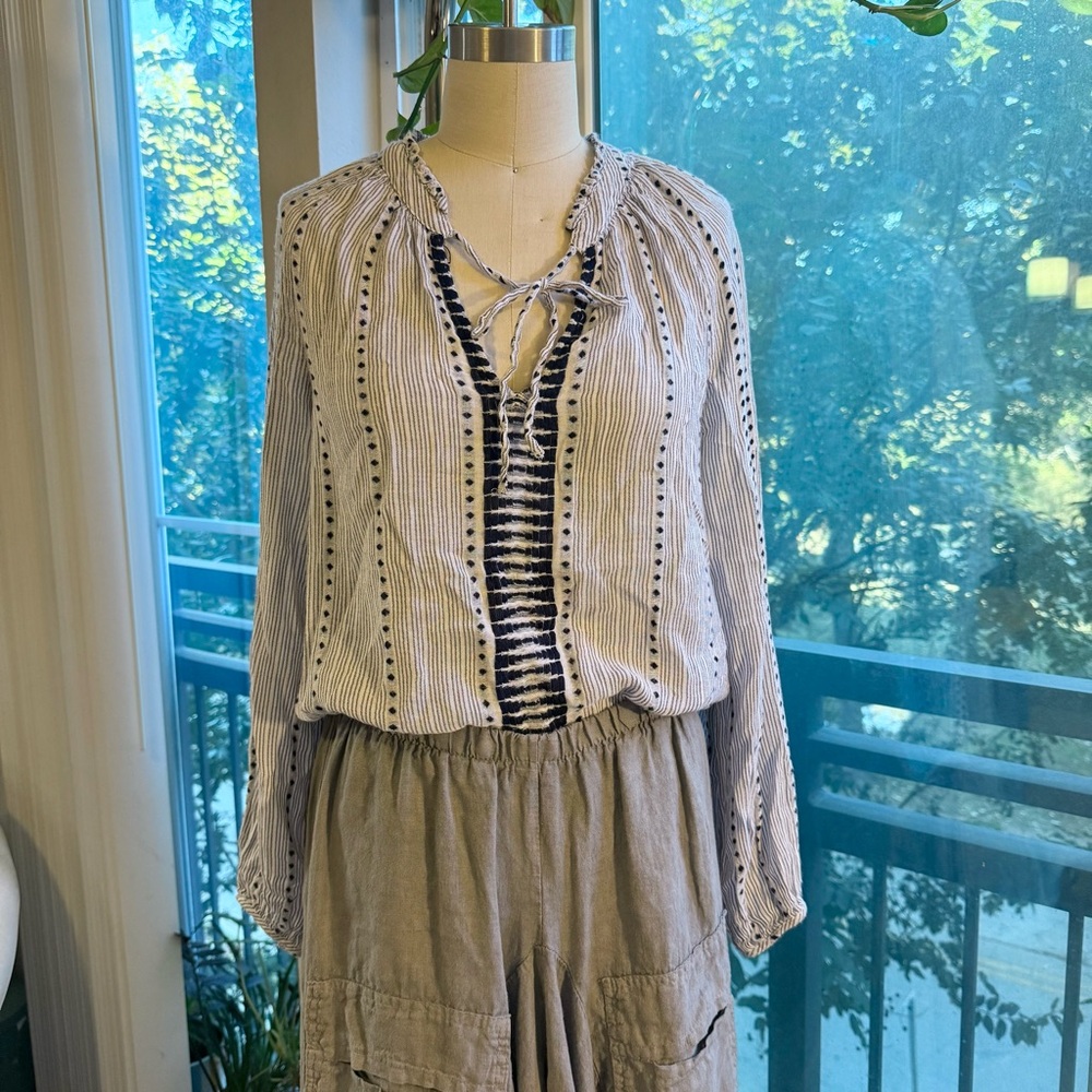 Lucky Brand Blue and White Striped Top